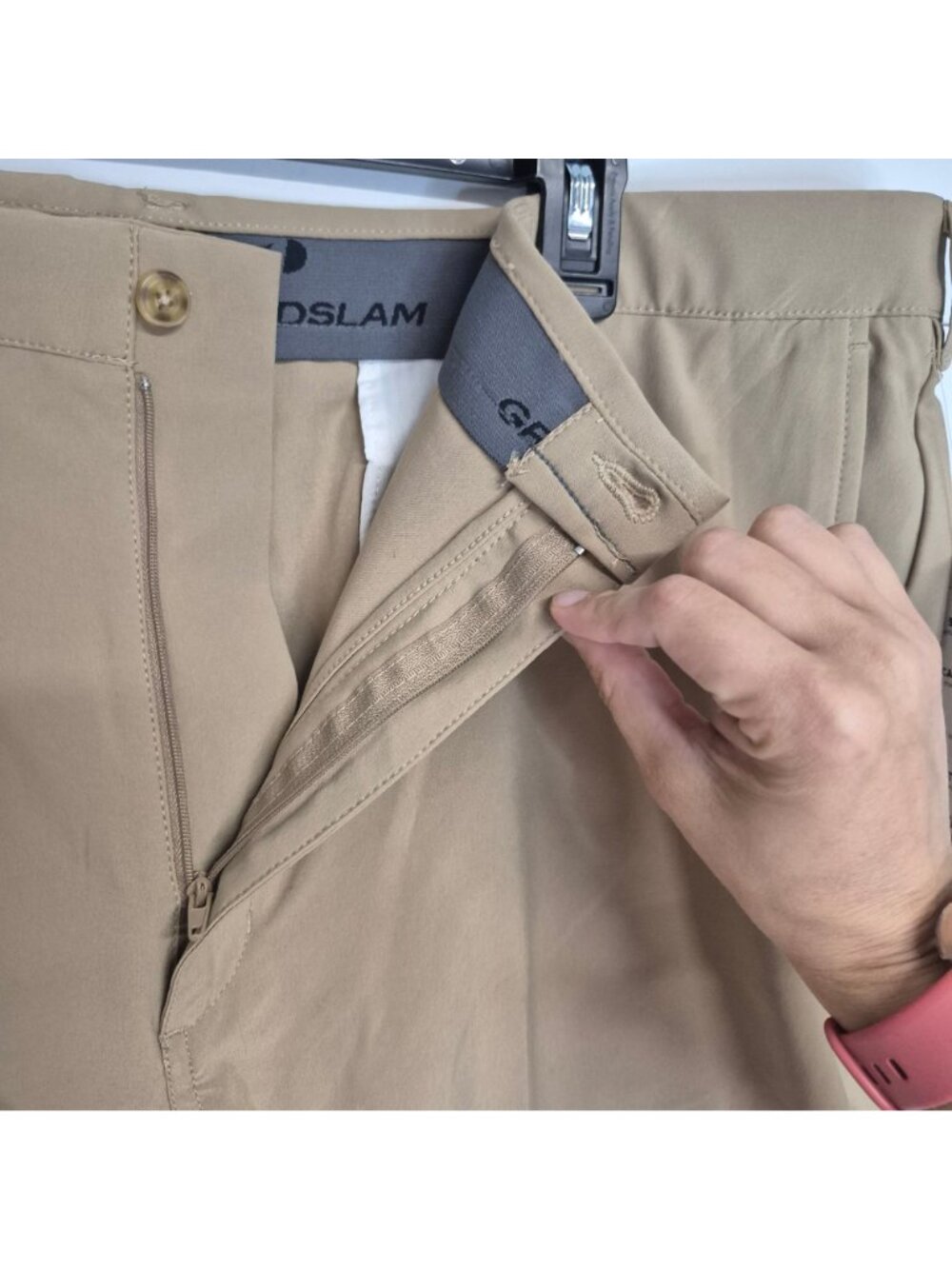Grand Slam Mens Khaki 4-Way Stretch Golf Shorts With Active Waistband Sun Protec - Picture 3 of 7